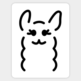 Mwah! - Cute Llama Face Line Art - Black Sticker